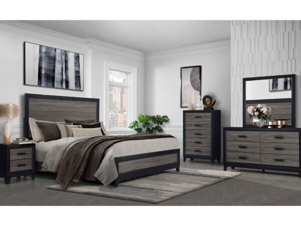 Lisbon Gray/Black Queen 4 PC Bedroom Set