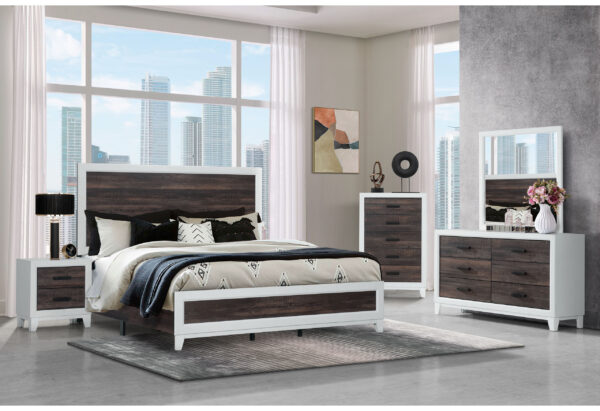 Lisbon Oak/White King 4 PC Bedroom Set