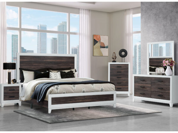 Lisbon Oak/White Queen 4 PC Bedroom Set