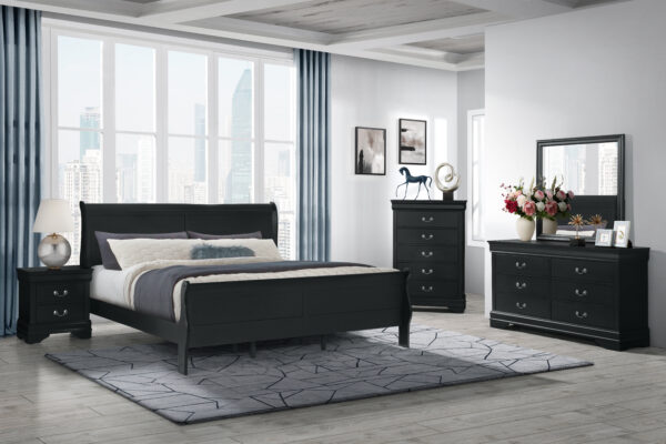 Louis Black King 4 PC Bedroom Set