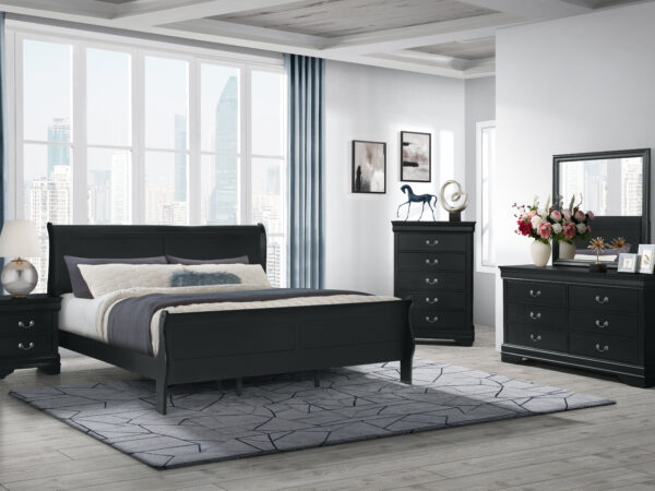 Louis Black Queen 4 PC Bedroom Set