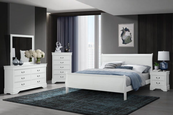 Louis White King 4 PC Bedroom Set