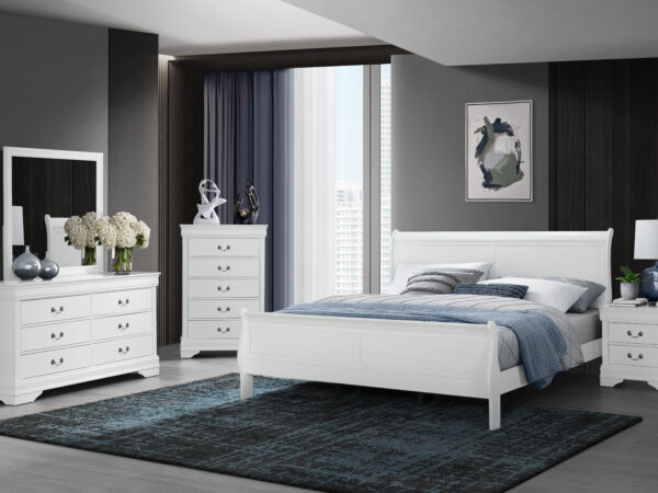 Louis White Queen 4 PC Bedroom Set