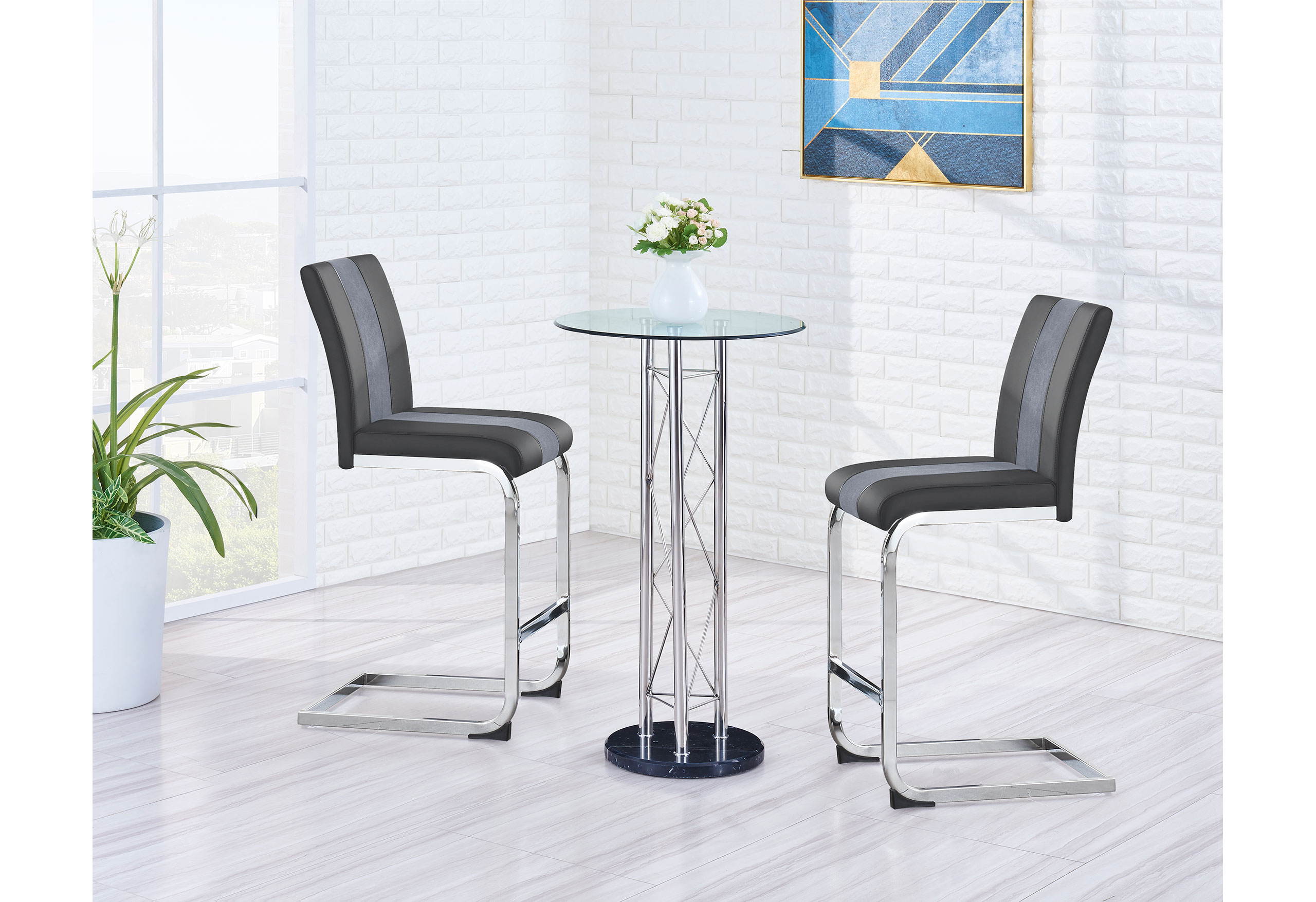 D208 Bar Table + D915 Bar Stool Gray