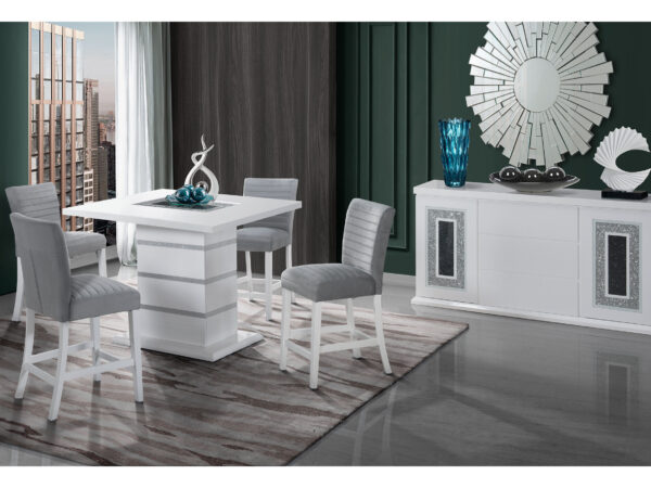 Monaco White Square Bar Table + Monaco 03 Bar Stools