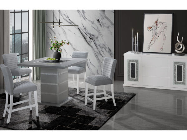 Monaco Silver Square Bar Table + Monaco 03 Bar Stools