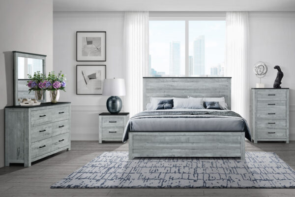 Ozark Gray Wash Queen 4 PC Bedroom Set