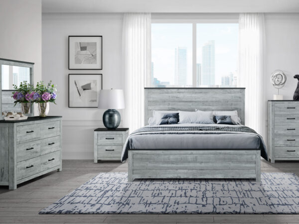 Ozark Gray Wash Queen 4 PC Bedroom Set
