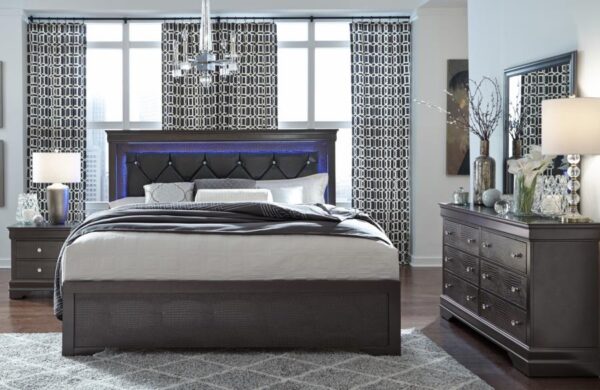 Pompei Gray Queen 4 PC Bedroom Set