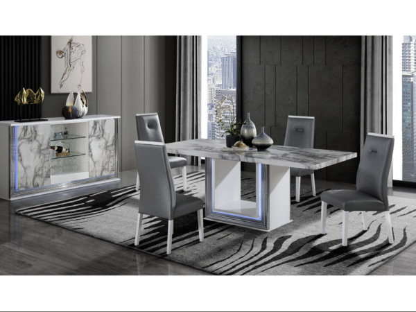 Ylime White Marble Dining Set