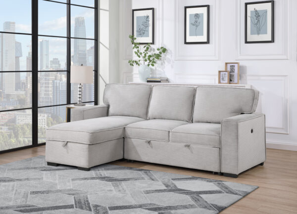 U0203 Light Gray Pull Out Sofa Bed