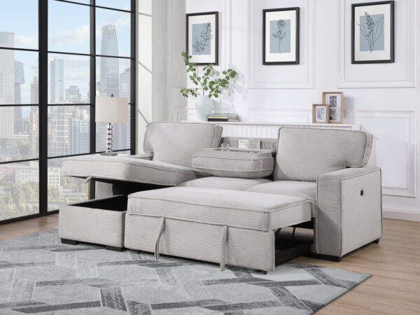 U0203 Light Gray Pull Out Sofa Bed