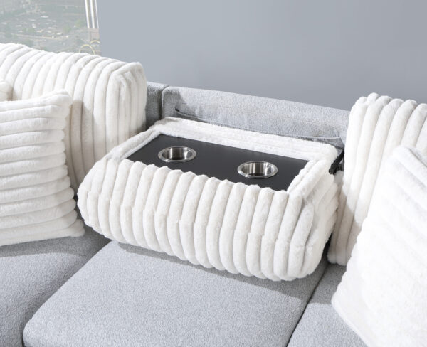 U0204 Light Gray + White Pull Out Sofa Bed