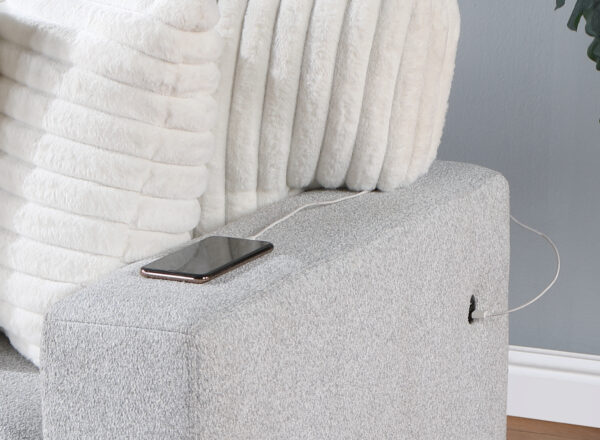 U0204 Light Gray + White Pull Out Sofa Bed