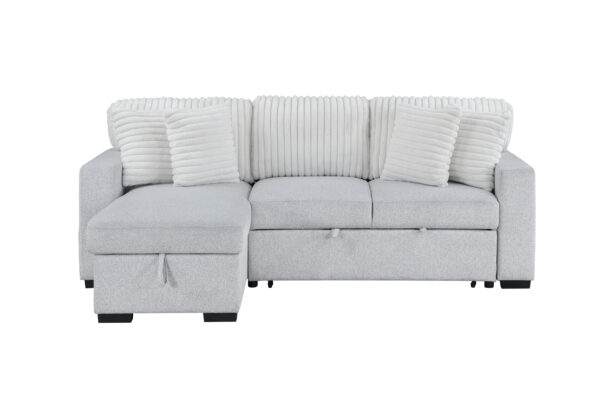 U0204 Light Gray + White Pull Out Sofa Bed