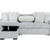 U0204 Light Gray + White Pull Out Sofa Bed