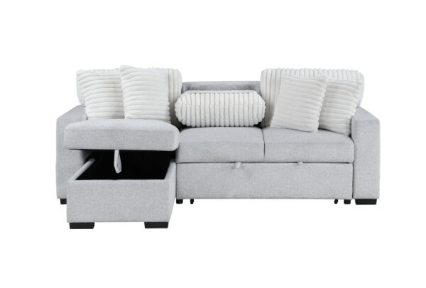 U0204 Light Gray + White Pull Out Sofa Bed