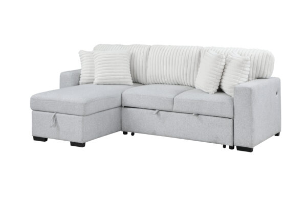 U0204 Light Gray + White Pull Out Sofa Bed