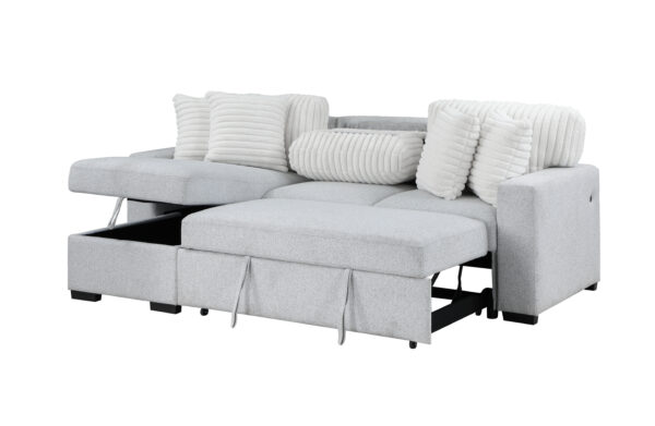 U0204 Light Gray + White Pull Out Sofa Bed