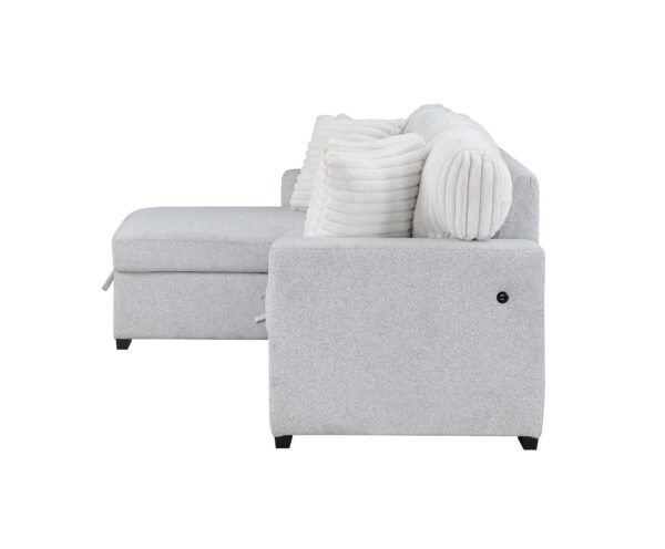 U0204 Light Gray + White Pull Out Sofa Bed