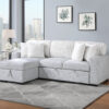 U0204 Light Gray + White Pull Out Sofa Bed