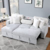 U0204 Light Gray + White Pull Out Sofa Bed