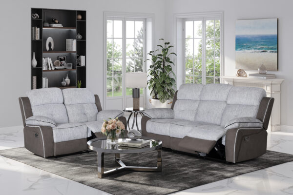 U5050 LIGHT GREY/DARK GREY 30 RECLINING SOFA/RECLINING LOVESEAT