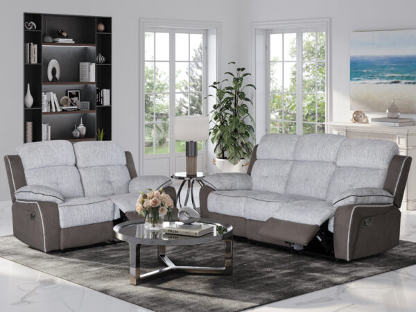 U5050 LIGHT GREY/DARK GREY 30 RECLINING SOFA/RECLINING LOVESEAT