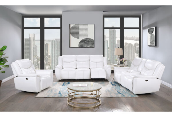 U5987 Blanche White Power Reclining Sofa + Loveseat