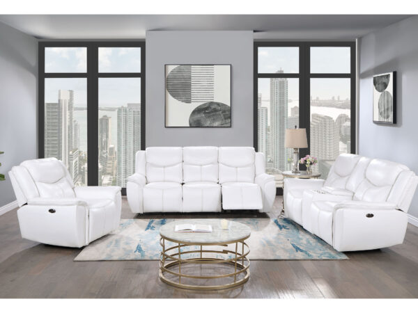 U5987 Blanche White Power Reclining Sofa + Loveseat