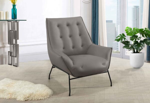 U8933 Leather Accent Chair Light Grey