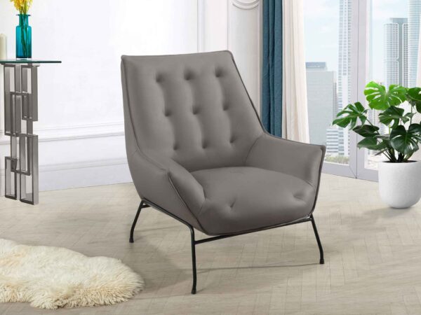 U8933 Leather Accent Chair Light Grey