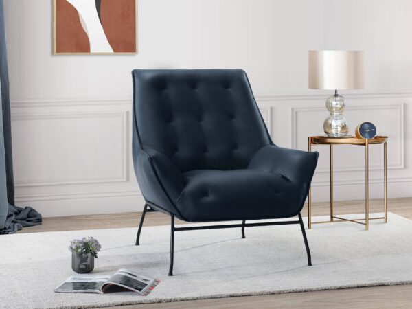 U8933 Leather Accent Chair Navy