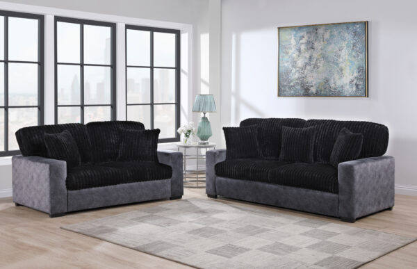 U9016 Black/Granite Sofa + Loveseat