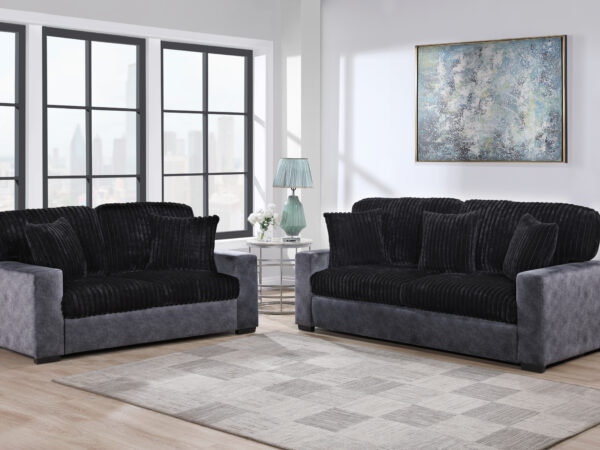 U9016 Black/Granite Sofa + Loveseat