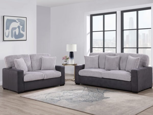 U9016 Light Grey/Mist Sofa + Loveseat