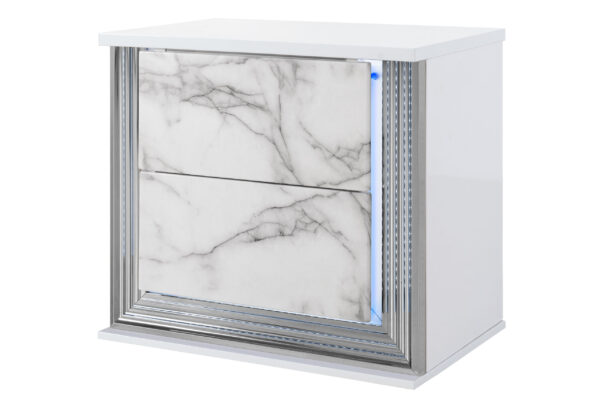Ylime White Marble Nightstand