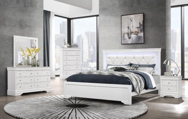 Pompei White Queen 4 PC Bedroom Set