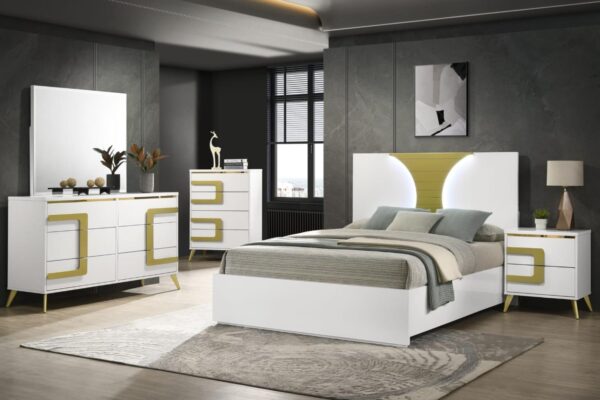B250 - Westley White King Headboard W/LED