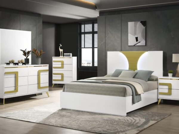 B250 - Westley White Queen Headboard W/ LED