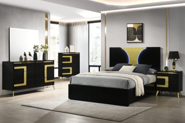 B252 - Westley Black King Headboard W/LED