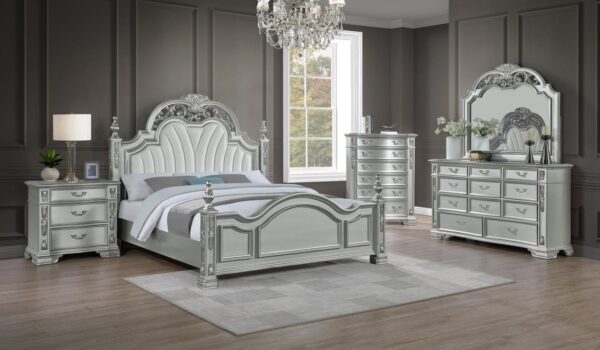 B581 - Atlas Silver King Uph Headboard W/ HB Posts