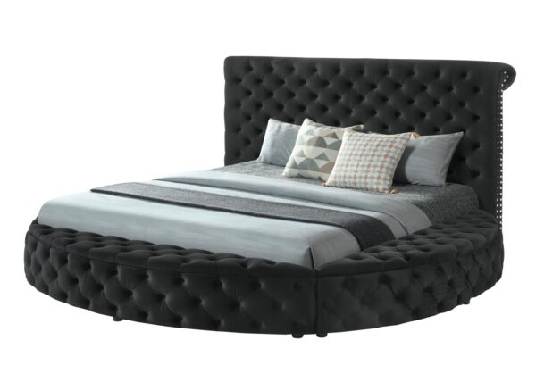 B815 - Black Round Bed King Black Headboard