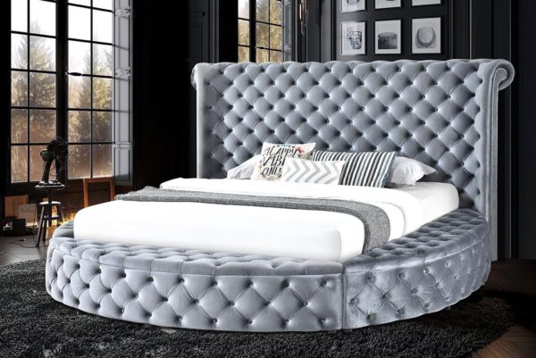 B816 - Grey Round Bed King Grey Headboard