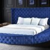 B817 - Blue Round Bed Queen Blue Headboard