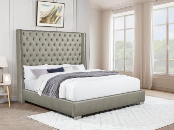 B830 - Annah Grey PU Queen Footboard & Side Rails