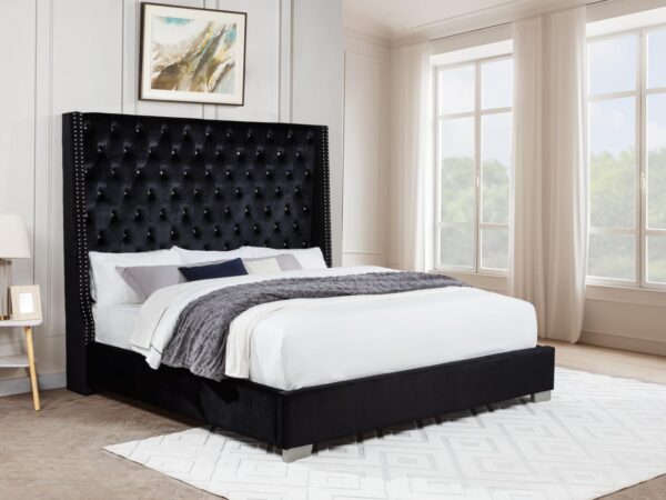 B831 - Annah Black Velvet Queen Footboard & Side Rails