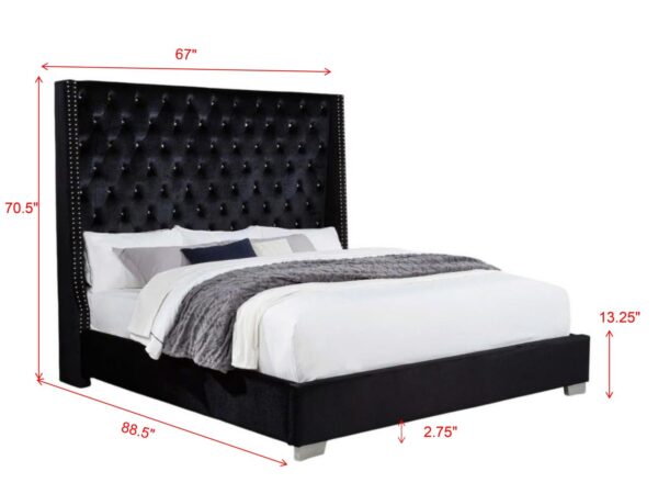 B831 - Annah Black Velvet Queen Footboard & Side Rails