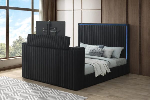 B840 - Rosalie Black QUEEN HEADBOARD W/LED (Black)