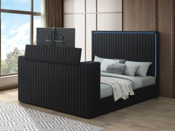 B840 - Rosalie Black QUEEN HEADBOARD W/LED (Black)
